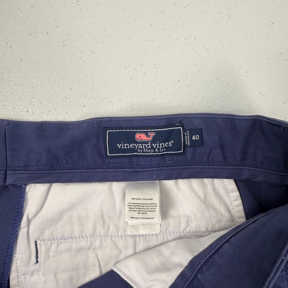 Vineyard Vines Mens Blue Breaker Shorts Size 40 Cotton Stretch Chino Casual - Picture 4 of 8